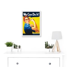 Artery8 War Advert Rosie Riveter WW2 We Can Do It Women USA Artwork Framed Wall Art Print A4 in White - thumbnail 2