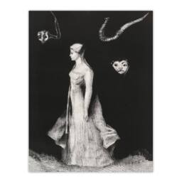 "Artery8 Haunting Ghostly Female Figure Redon Vintage Wall Art Print Poster in Black - Size: W24"" x H32""" - thumbnail 1
