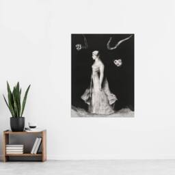 "Artery8 Haunting Ghostly Female Figure Redon Vintage Wall Art Print Poster in Black - Size: W24"" x H32""" - thumbnail 4
