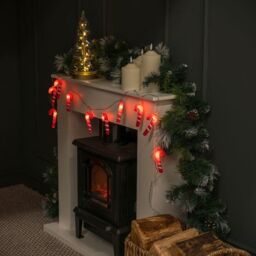 ValueLights Christmas Indoor Candy Cane String Lights 10 Warm White Bulbs in Red - thumbnail 6