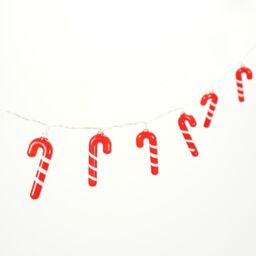 ValueLights Christmas Indoor Candy Cane String Lights 10 Warm White Bulbs in Red - thumbnail 5