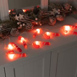 ValueLights Christmas Indoor Candy Cane String Lights 10 Warm White Bulbs in Red - thumbnail 2