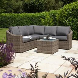 Cheshire 5 Seater Natural Weave Lounge Corner Set in Grey