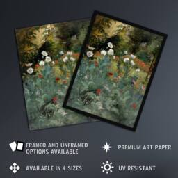"Artery8 Eliphalet Andrews Poppies Wildflower Painting Wall Art Print in Green - Size: W12"" x H16""" - thumbnail 2
