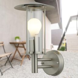 First Choice Lighting Set of 2 Treviso - Brushed Stainless Steel Outdoor Wall Lights in Silver - thumbnail 7