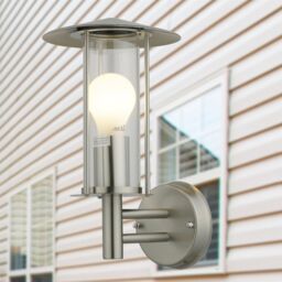 First Choice Lighting Set of 2 Treviso - Brushed Stainless Steel Outdoor Wall Lights in Silver - thumbnail 4