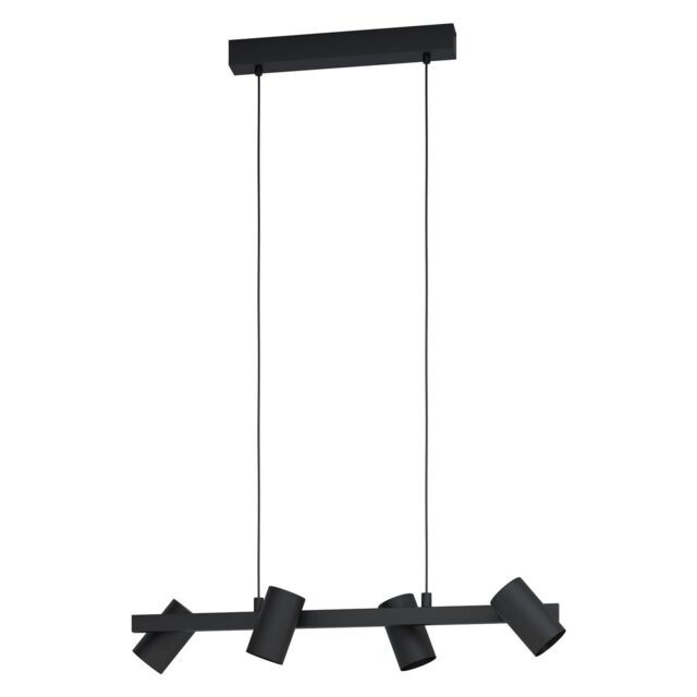 Loops Pendant Ceiling Light 4 Spots Track Colour Black Shade Bulb E14 4x25W - image 1