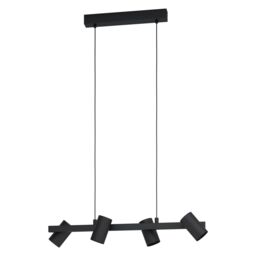 Loops Pendant Ceiling Light 4 Spots Track Colour Black Shade Bulb E14 4x25W