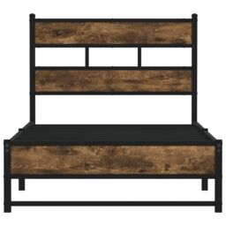 Berkfield Home Metal Bed Frame without Mattress Smoked Oak 75x190 cm Small Single in Brown - thumbnail 4