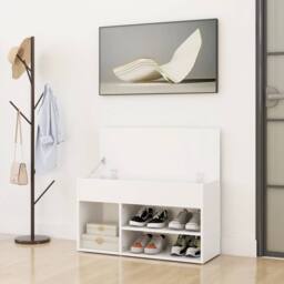 Berkfield Home Shoe Bench White 80x30x45 cm Engineered Wood - Size: 80 x 30 x 45 cm