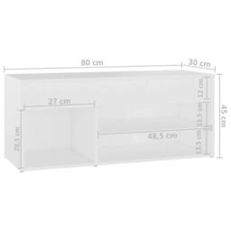 Berkfield Home Shoe Bench White 80x30x45 cm Engineered Wood - Size: 80 x 30 x 45 cm - thumbnail 8
