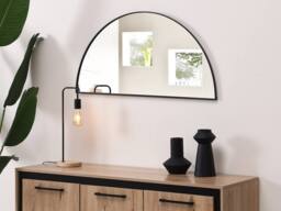 Vente-unique Semi-Circle Designer Metal Mirror - L50 X H100 Cm - Black - GAVRA
