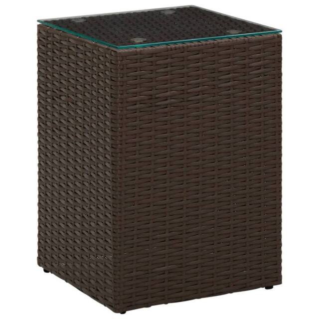 Berkfield Home Side Tables 3 pcs with Glass Top Brown Poly Rattan - image 1
