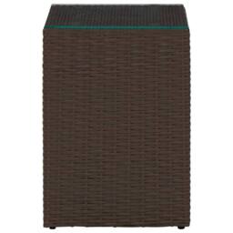Berkfield Home Side Tables 3 pcs with Glass Top Brown Poly Rattan - thumbnail 4