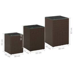 Berkfield Home Side Tables 3 pcs with Glass Top Brown Poly Rattan - thumbnail 7