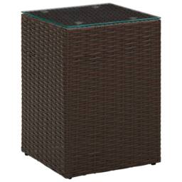 Berkfield Home Side Tables 3 pcs with Glass Top Brown Poly Rattan