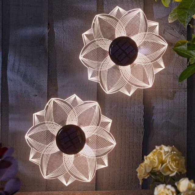 Marco Paul Warm LED Flower Solar Garden Wall Ornaments in Warm White - Size: 20 cm - image 1