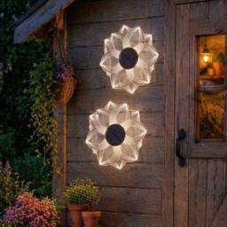 Marco Paul Warm LED Flower Solar Garden Wall Ornaments in Warm White - Size: 20 cm - thumbnail 3