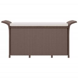 Berkfield Home Garden Bench with Cushion Brown 116x46x57 cm Poly Rattan - Size: 116 x 46 x 57 cm - thumbnail 3