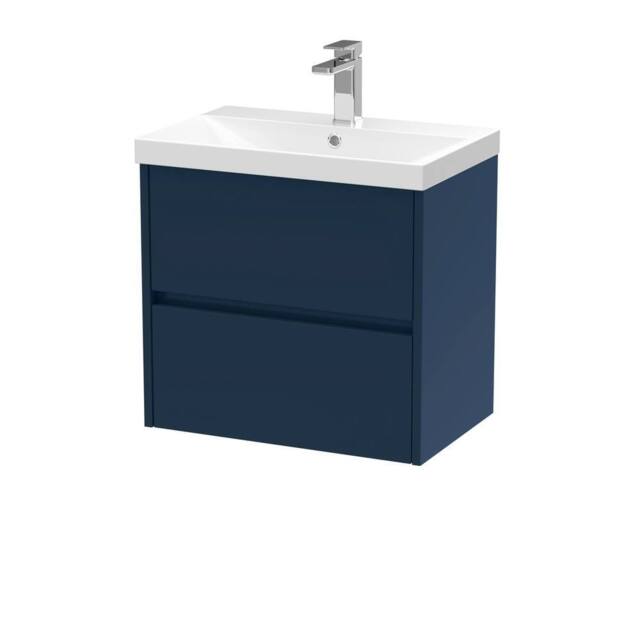 Balterley Chartley Contemporary 2 Drawer Wall Hung Vanity Basin Unit, 600mm in Blue - image 1
