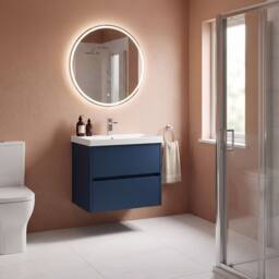 Balterley Chartley Contemporary 2 Drawer Wall Hung Vanity Basin Unit, 600mm in Blue - thumbnail 4