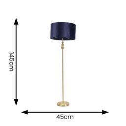 ValueLights Marissa Velvet Drum Shade with Brushed Gold Stacked Ball Floor Lamp in Navy - thumbnail 6