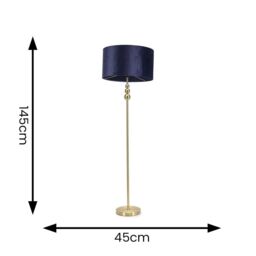 ValueLights Marissa Velvet Drum Shade with Brushed Gold Stacked Ball Floor Lamp in Navy - thumbnail 7