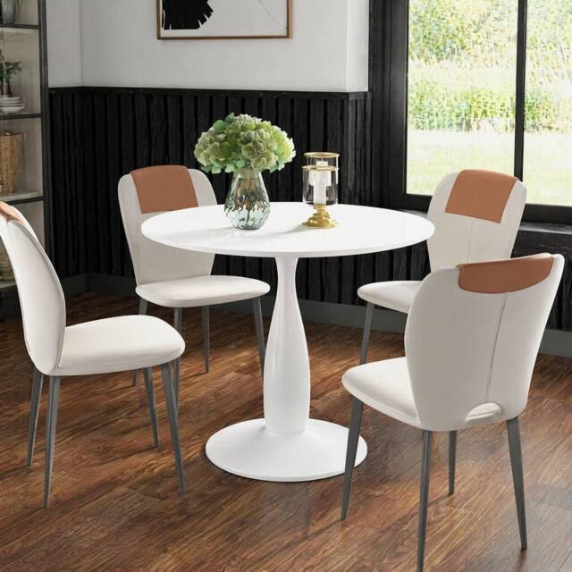 STILVORA Dining Table 2-Seater with steel base White - image 1