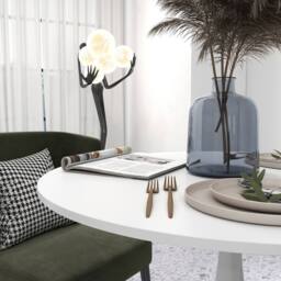 STILVORA Dining Table 2-Seater with steel base White - thumbnail 8