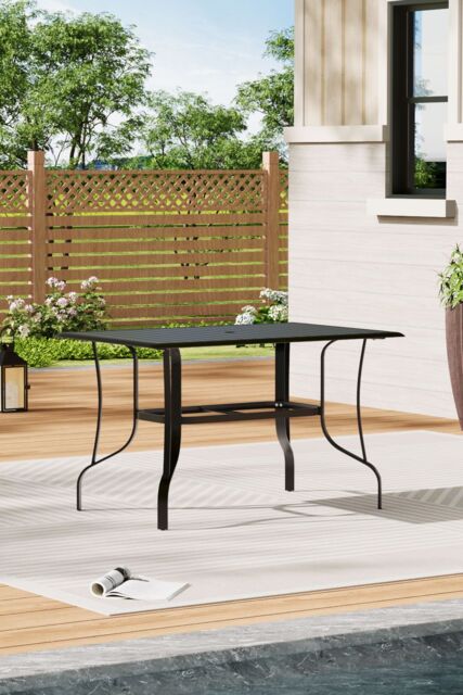 Living and Home Rectangle Garden Metal Slatted Coffee Table in Black - image 1