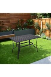 Living and Home Rectangle Garden Metal Slatted Coffee Table in Black - thumbnail 4
