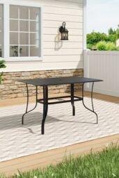 Living and Home Rectangle Garden Metal Slatted Coffee Table in Black - thumbnail 3