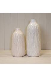 KDMD White Handcrafted Ceramic Vase - 38mm - thumbnail 2