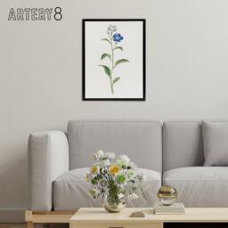 "Artery8 Blue Flower Framed Canvas Wall Art Print Vintage Japanese Botanical in White - Size: W12"" x H16""" - thumbnail 3