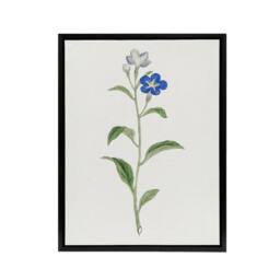 "Artery8 Blue Flower Framed Canvas Wall Art Print Vintage Japanese Botanical in White - Size: W12"" x H16""" - thumbnail 1