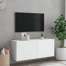 Berkfield Home TV Cabinet Wall-mounted White 100x30x41 cm - Size: 100 x 30 x 41 cm - thumbnail 3