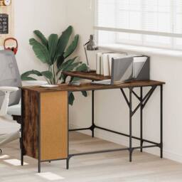 Berkfield Home Desk Smoked Oak 141x141x75 cm Engineered Wood in Brown - Size: 141 x 141 x 75 cm - thumbnail 2