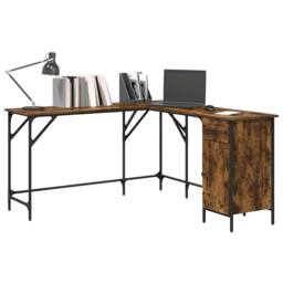 Berkfield Home Desk Smoked Oak 141x141x75 cm Engineered Wood in Brown - Size: 141 x 141 x 75 cm - thumbnail 5