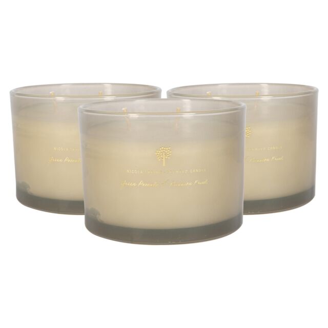 Nicola Spring 350g Pomelo & Passion Fruit Soy Candles - Pack of 3 - Double Wick Jars in Grey - image 1