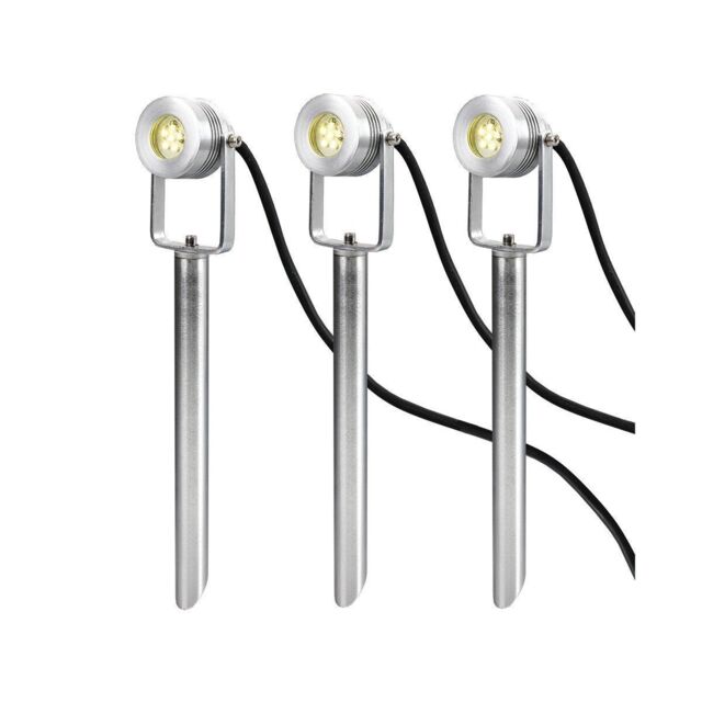 Netlighting Spennymoor Starter kit including 3 x 12V Spotlights 3 x Spikes 6m cable & 12V Transformer IP54 in Grey - image 1