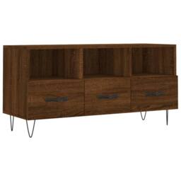 Berkfield Home TV Cabinet Brown Oak 102x36x50 cm Engineered Wood - Size: 102 x 36 x 50 cm - thumbnail 1