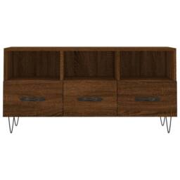 Berkfield Home TV Cabinet Brown Oak 102x36x50 cm Engineered Wood - Size: 102 x 36 x 50 cm - thumbnail 5