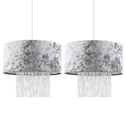 ValueLights Boland Pair of Silver Ceiling Pendant Droplets Shade - thumbnail 2