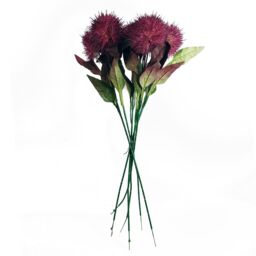 Leaf Pack of 6 x 70cm Globe Thistle Purple Ball Artificial Flower Stem - Size: 6 x 70 cm - thumbnail 2