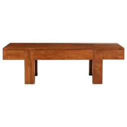 Berkfield Home Coffee Table Solid Acacia Wood Honey Finish 100x50x30 cm in Brown - Size: 100 x 50 x 30 cm - thumbnail 2