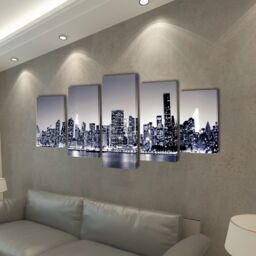 Berkfield Home Canvas Wall Print Set Monochrome New York Skyline 100 x 50 cm - thumbnail 2