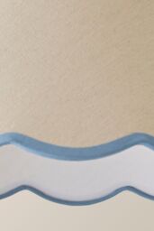 ValueLights Florie Natural Linen Large Taper Scallop Pastel Trim Lamp Shade & Bulb in Blue - thumbnail 5