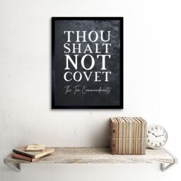 "Artery8 Wall Art Print Ten Commandments Thou Shalt Not Covet Christian Bible Verse Quote Scripture Typography Art Framed in Black - Size: W12"" x H16""" - thumbnail 2