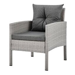 Home Detail Roma Rattan 5 Piece Garden Furniture Dining Set 3 Seat Sofa 2 Single Chairs & 2 Stools in Grey - thumbnail 4