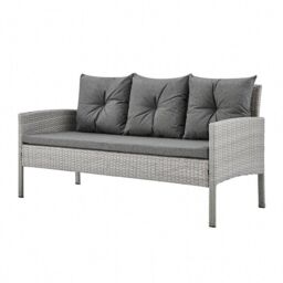 Home Detail Roma Rattan 5 Piece Garden Furniture Dining Set 3 Seat Sofa 2 Single Chairs & 2 Stools in Grey - thumbnail 3